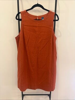 Sleeveless Shift Dress in Rust Orange